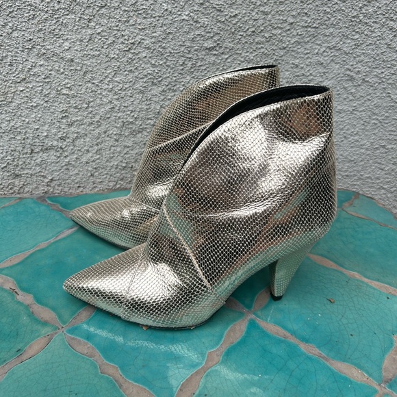 Isabel Marant Archenn Heeled Booties Snakeskin metallic Gold Size 36 6 - Picture 2 of 13